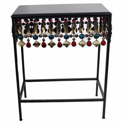 Squared Metallic Accent Table , Black