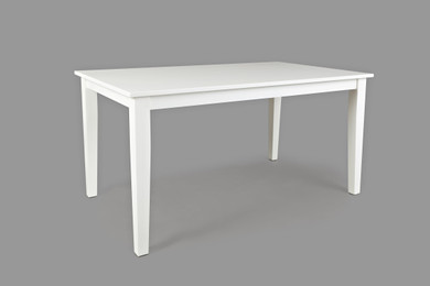 Rectangular Shape Wooden Dining Table With Block Legs, White