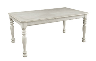 Rectangular Shaped Wooden Dining Table with Turned Legs, White