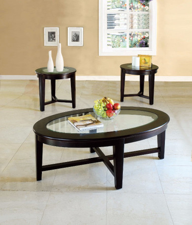 Kort Coffee/End Table Set, Espresso Brown, Pack of 3 Pieces