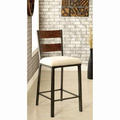 Jazlyn II Industrial Counter Height Chair Ivory Flax Fabric, Set Of 2