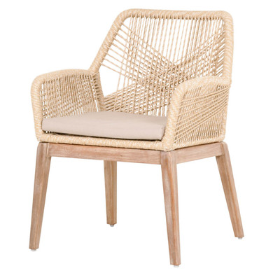 Intricate Rope Weave Design Arm Chair With One Loose Cushion, Set Of Two