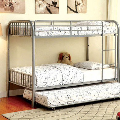 Elegant Metal Twin/Twin Bunk Bed, Silver