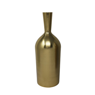 Decorative Iron Bottle Shaped Vase with Flared Neck, Gold