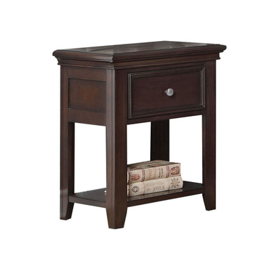 Contemporary Wood and Metal Nightstand with 1 Drawer and 1 Bottom Shelf, Brown