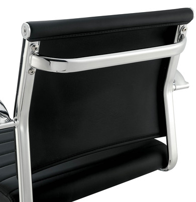 Contemporary Style Leatherette Padded Bar Stool With Arms, Black & Silver