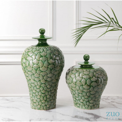 Ventra Small Temple Jar Green