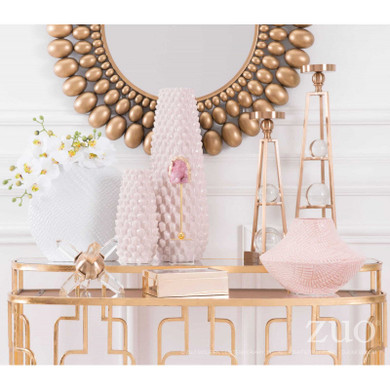 Candle Holder With Orbs Lg Antique Brass