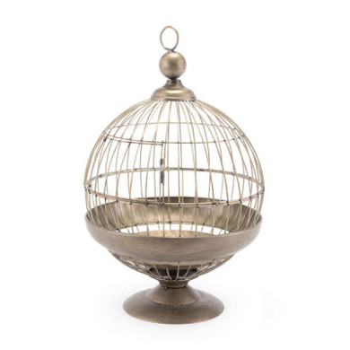 Round Birdcage Candle Holder Gray