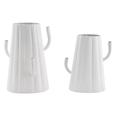 Cactus Metal Vase Sm White Cactus Metal Vase Sm White