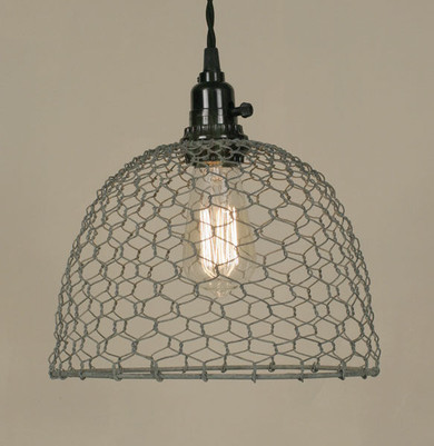 Chicken Wire Dome Pendant Light - Barn Roof