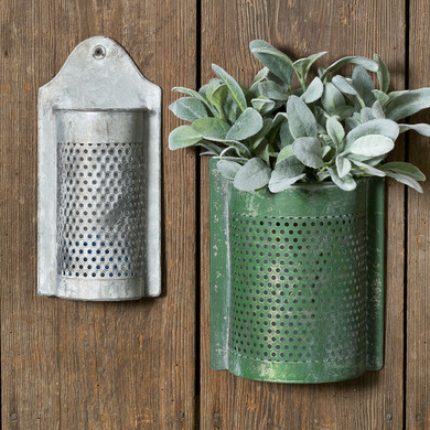 Set of Two Perforated Wall Containers