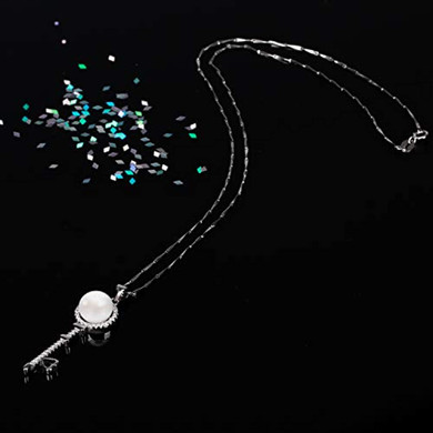 Onxall 925 Sterling Silver Necklace for Women Freshwater Pearl Pendant Fashion Jewelry with Crystal AAA Quality