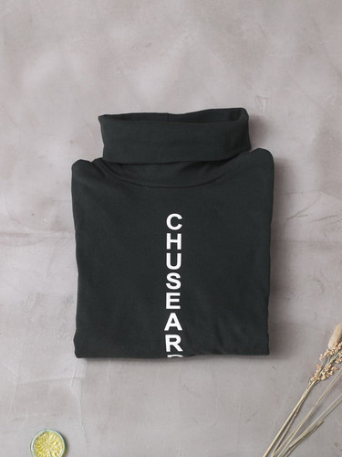 Loose Letter Printed Turtleneck Sweatshirt