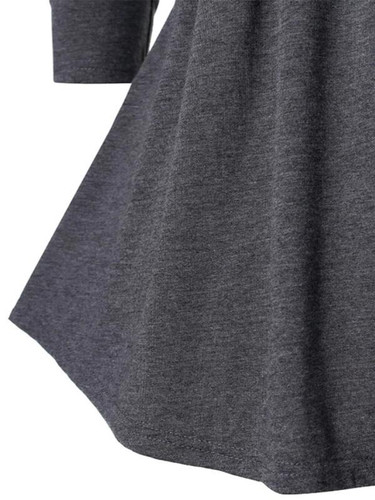 Solid V-Neck Long Sleeve Midi Dresses