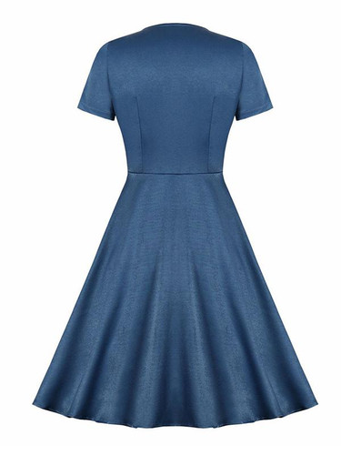 Vintage A-Line Solid Midi Dresses