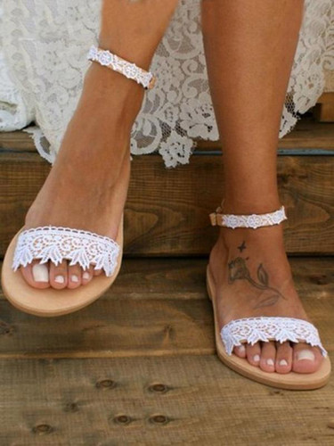 Bohemia Lace Flat Heel Sandals