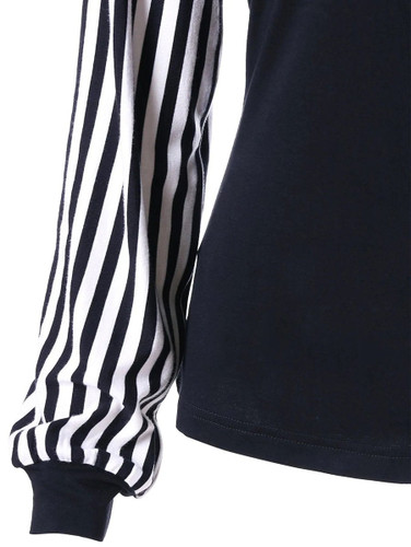Casual Contrast Color Striped Blouses&Shirts Tops