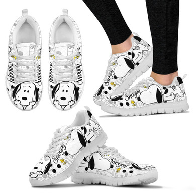 Snoopy White Pattern Sneakers