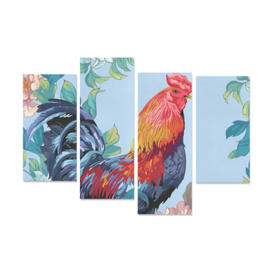Rooster Canvas Wall Art 4 Pieces Framed Wall Pictures