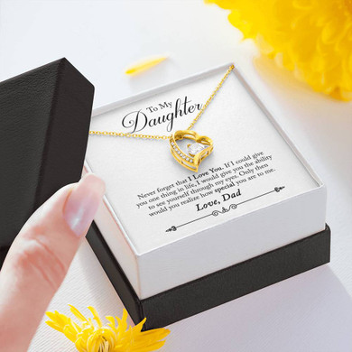 To My Daughter from Dad Never Forget I love You Forever Necklace with Message Card