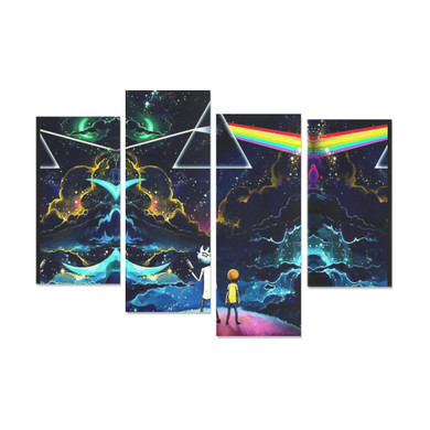 Rick & Morty Pink Floyd Dark Side of the Moon Canvas Wall Art Y (4 pieces)