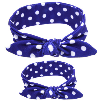 Royal Blue & White Polka Dot Headband - Mommy & Me