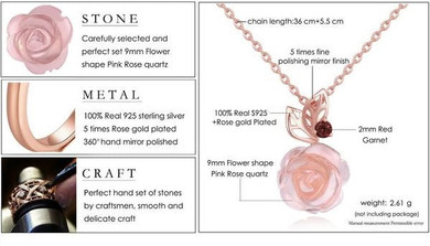 Exquisite Flowers Rose Quartz Set Silver Jewelry