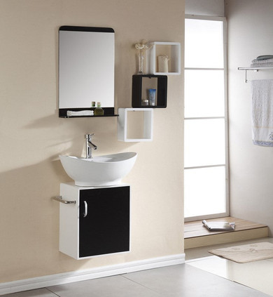 white and black small bathroom vanity  Wall Mounted  bathroom vanity 0283-1048