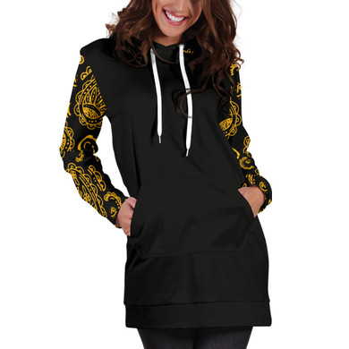 Black Gold Bandana Hoodie Dress