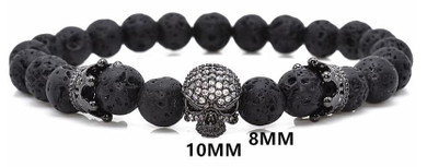 Skull & Crown Lava Stone Essential Oil Diffuser Bracelet ☠