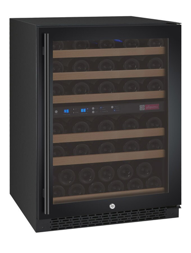 Allavino Flexcount VSWR56-2BWRN Two-Zone 56 Bottle Wine Refrigerator - Black Door with Right Hinge