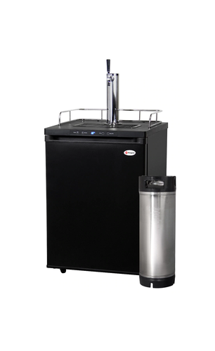 FULL SIZE DIGITAL HOME-BREW KEGERATOR WITH 5 GALLON KEG - BLACK CABINET WITH BLACK DOOR