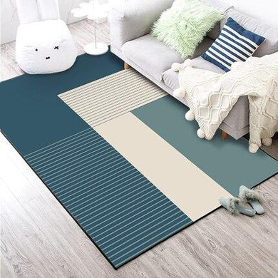 Blue White Striped Carpet Rugs For Living Room Bedroom Area Rug Nordic Style Coffee Table Tapete Bedside Anti-Slip Floor Mats