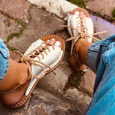 VTOTA Summer Platform Slippers Women Lace Up Leather Slides Sandals Shoes Outdoor Beach Slippers Open Toe Flip Flops Women Shoes
