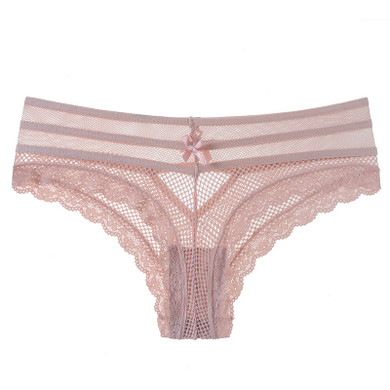 TERMEZY Sexy Panties Women Lace Low-waist Briefs Female Underwear Ladies Hollow Out Bow Lingerie Transparent G String Underpant
