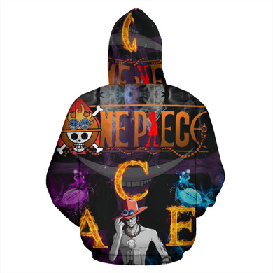 One Piece Ace All Over Zip-Up Hoodie