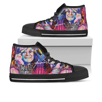 Janis Joplin Women's Classic High Top Canvas Shoes Black Sole