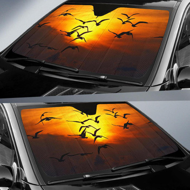 Birds Sunset Silhouette Auto Car Sun Shade Windshield