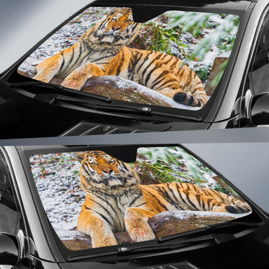 Siberian Tiger Winter Amur Tiger Snowfall Switzerland Auto Car Sun Shade Windshield