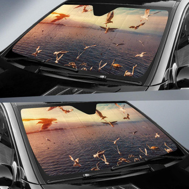 Seagulls Sunset Auto Car Sun Shade Windshield
