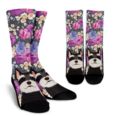 Schnauzer Dog Portrait Socks