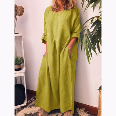 Linen Solid Color Loose Dress Linen Solid Color Loose Dress