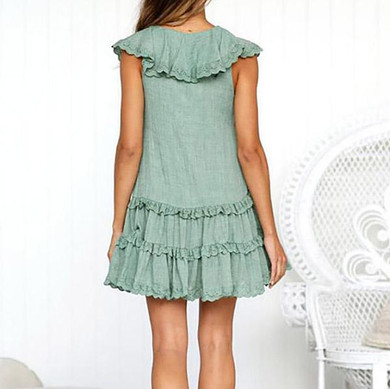 Casual V Neck Solid Color Dress