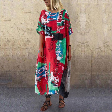 Casual Printed Cotton-Blend Dress