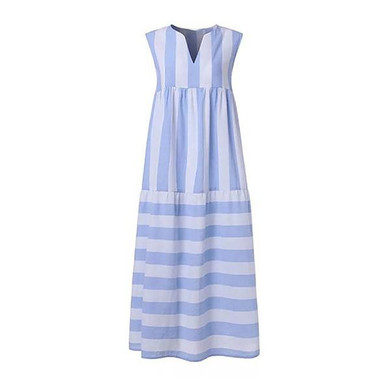 Elegant Stripe V Neck Dress