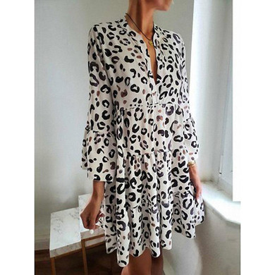 Sexy Leopard V Neck Dress