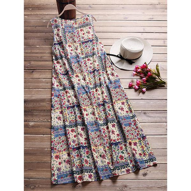 Bohemian Print Sleeveless Summer Maxi Dress