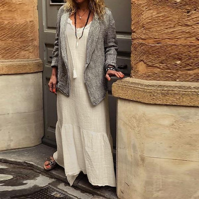 Flare Sleeve Plus Size Ruffle Hem Maxi Dress