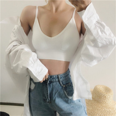 2020 Fashion Cotton Bralette Sexy Backless Bra Girls Padded Crop Top 6 Colors Unlined Underwear Wireless Bras For Women Female Lingerie